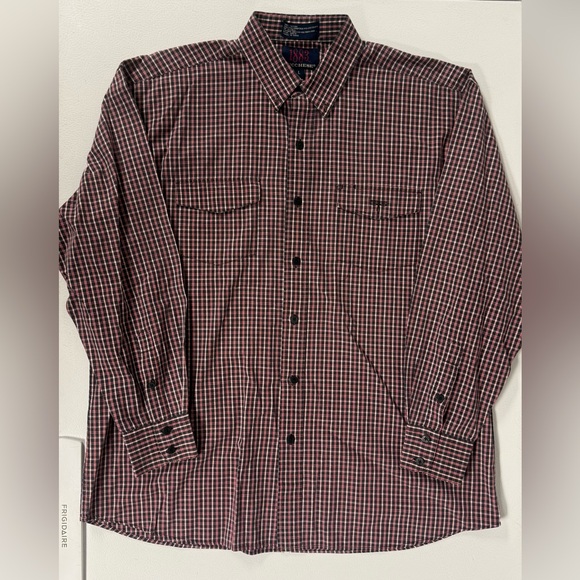 Lucchese 1883 Button Down Shirt Red Plaid Check Long Sleeve Western Cowboy Men L - Picture 2 of 7